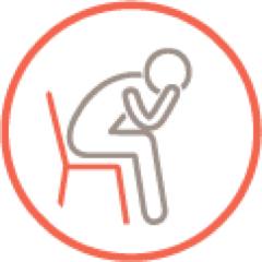 Worried person, sitting on the chair icon.