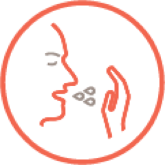 Icon of person coughing representing worsening respiratory symptoms.