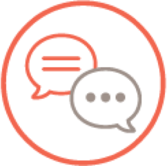 Two chat cloud icon, representing dialog.