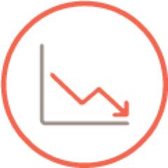 Arrow pointing down in the graph representing a poor survival following an acute exacerbation of IPF.