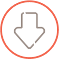 Icon of down arrow representing progressive nature of IPF disease.