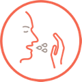 Icon of person coughing representing worsening respiratory symptoms.