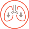 Icon of lungs with their declined function.