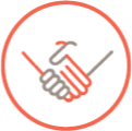 Icon of two people shaking hands, demonstrating co-dependency.