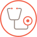 Icon of stethoscope representing Velcro cracks.