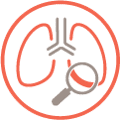 Lung after magnifying glass icon.