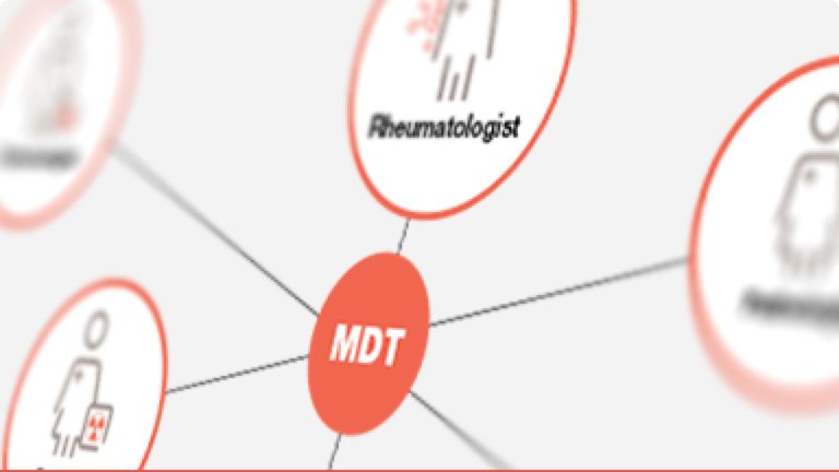 Scheme visualizing multidisciplinary team collaboration.